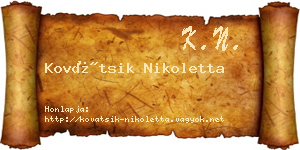 Kovátsik Nikoletta névjegykártya